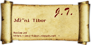 Jáni Tibor névjegykártya